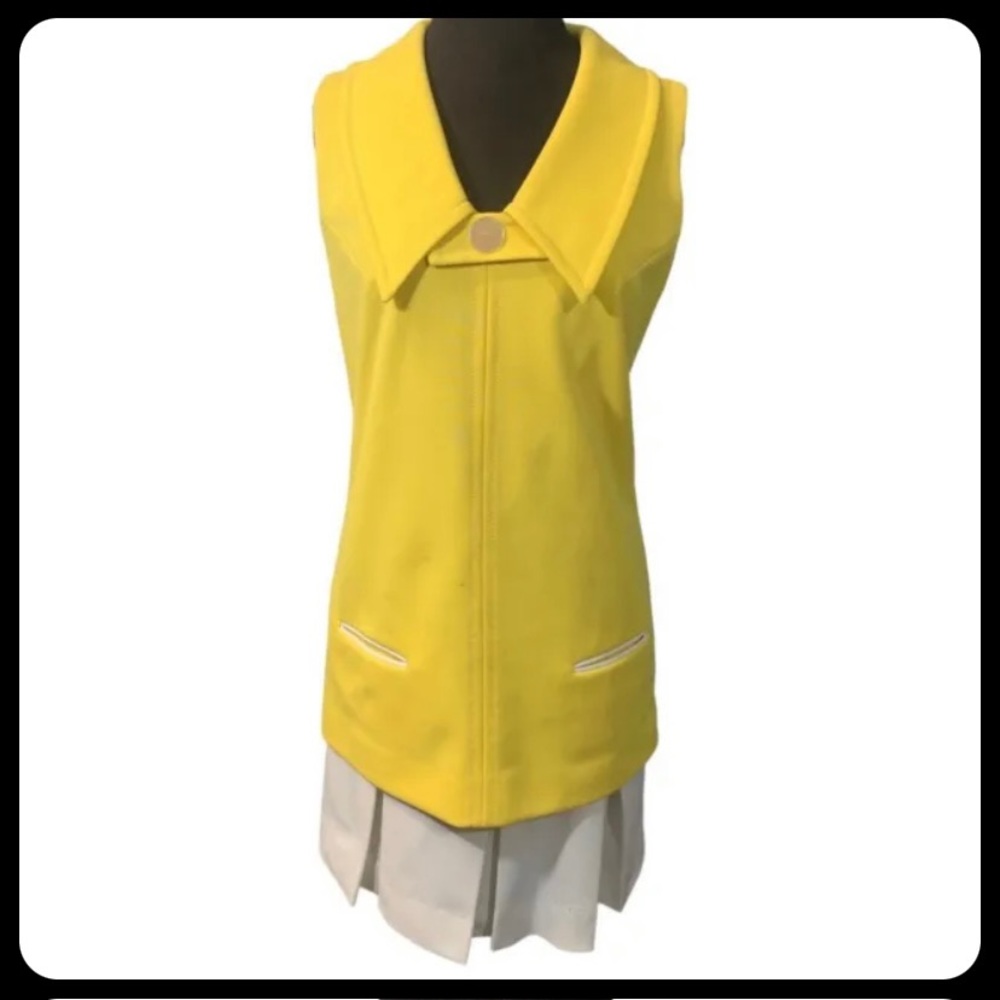 Vintage Shelly Cooper California Sailor Collar mid Length Tiered Dress Yellow